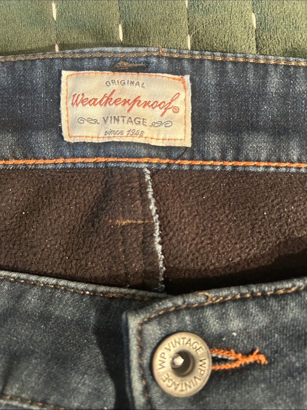 Weatherproof Men’s Dark Blue Jeans with Orange Stitching